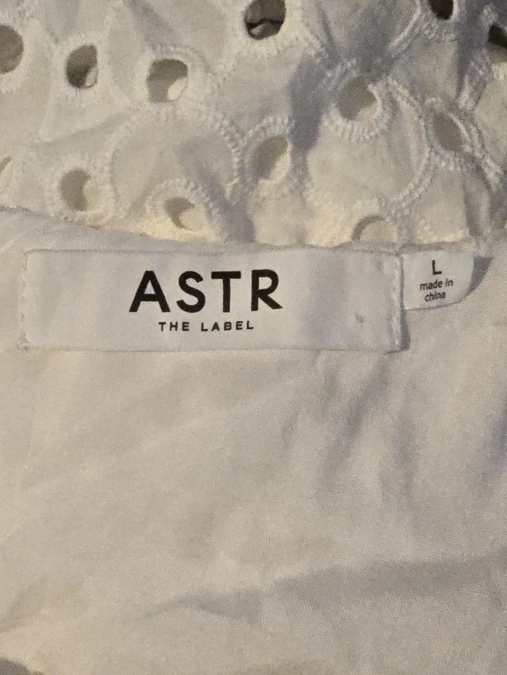 Astr White Eyelet Puff-Sleeve Blouse